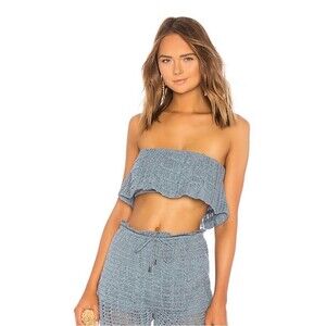 Tularosa Slate Blue Crochet Top